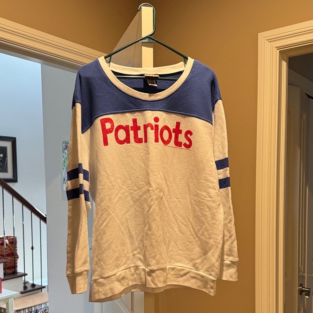 Junk Food Clothing Blue and White Patriots Sweatshirt